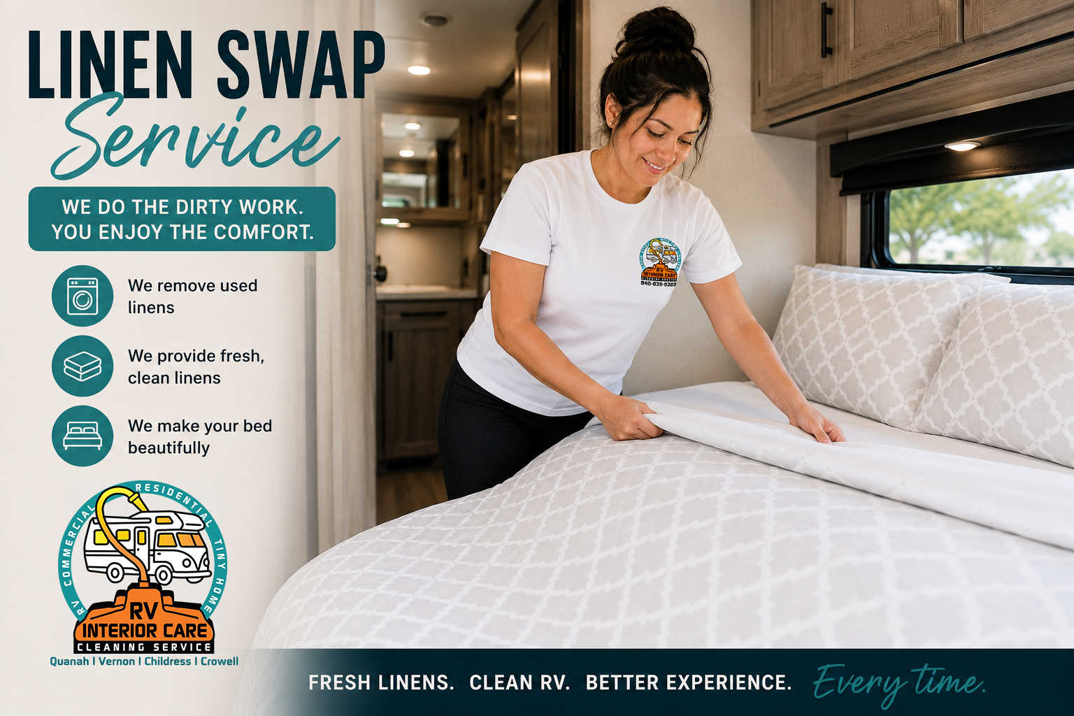 Linen Swap Service — fresh sheets and towels for RVs and homes in the Texoma area